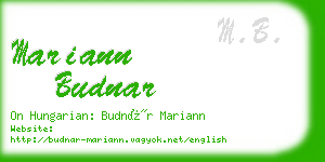 mariann budnar business card